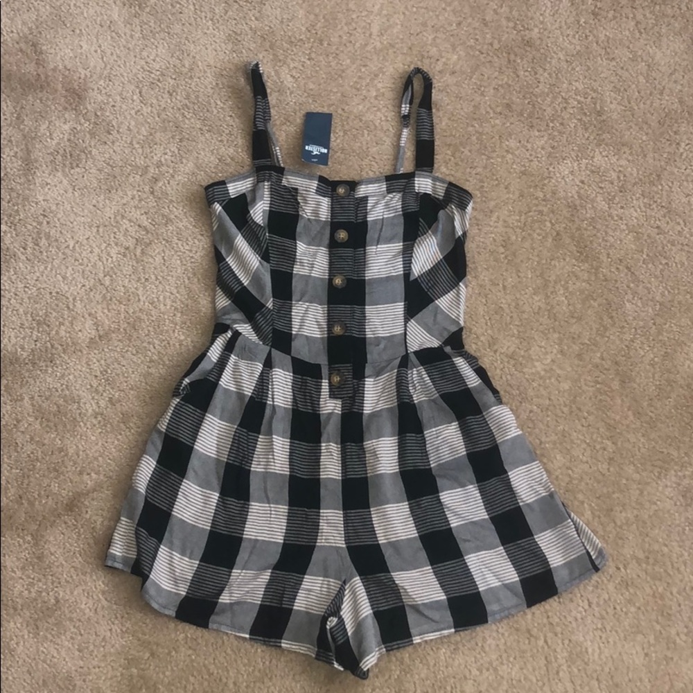 black and tan plaid romper